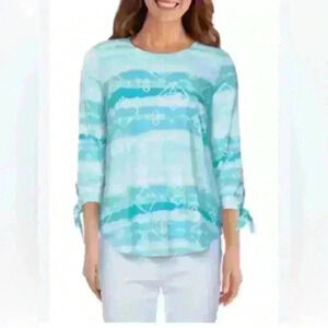 Ruby Roads Petite Happy Daze Tie Dye Bow Tie Sleeve Top PL